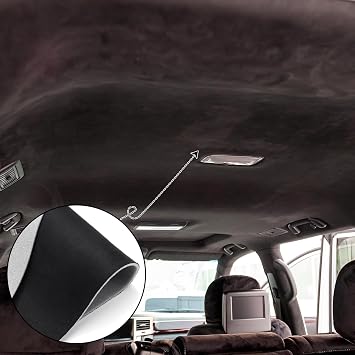 Pangda Suede Headliner Fabric 120 x 60'' with 1/9 Foam Backing Car Roof Headliner Fabric Suede Material Rubber Seam Roller Utility Knife for DIY Automotive RV Boat Ceiling Interior Repair(Black)