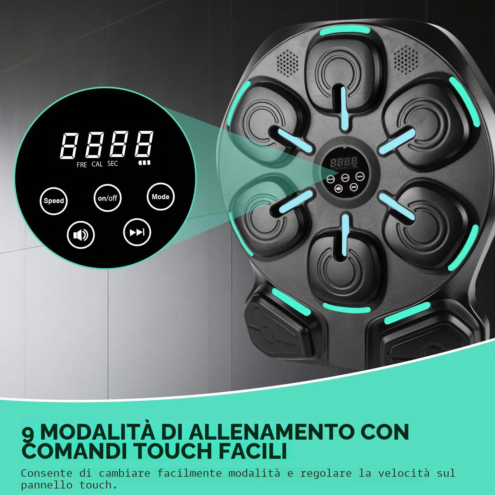Music boxing machine con Bluetooth, macchina da boxe musicale | musica boxing machine montaggio a parete, 8 punti di impatto morbidi, 9 modalità di allenamento, con 2 guanti