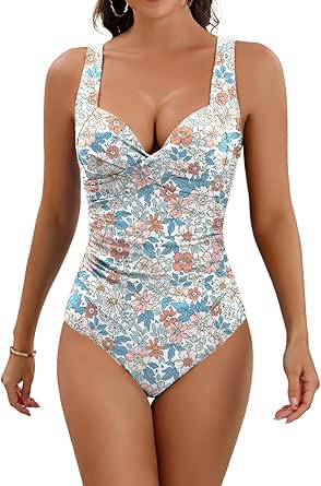 Eomenie Women's One Piece Swimsuit Tummy Control Slimming Push Up - View #3