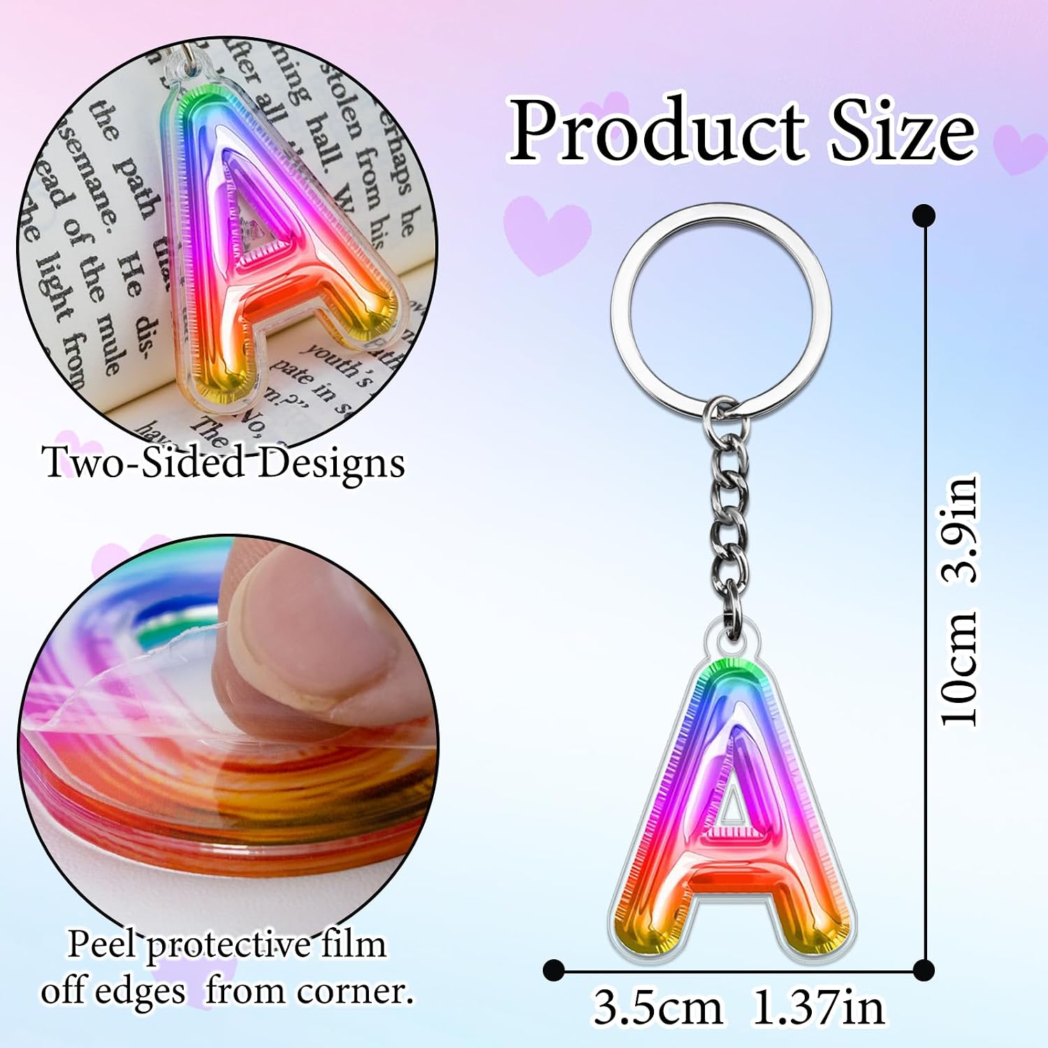 Acrylic Fashion Color Keychain for Women Girls, Acrylic Initial Keychain, Key Handbag Backpack Charm (A-Z) image 3