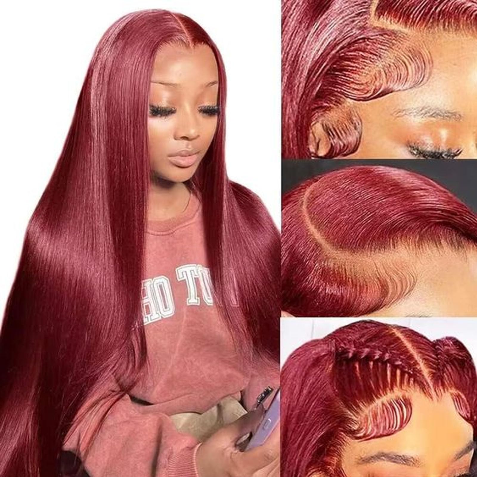 13x6 HD Lace Front Straight Human Hair Wig, 180% Density