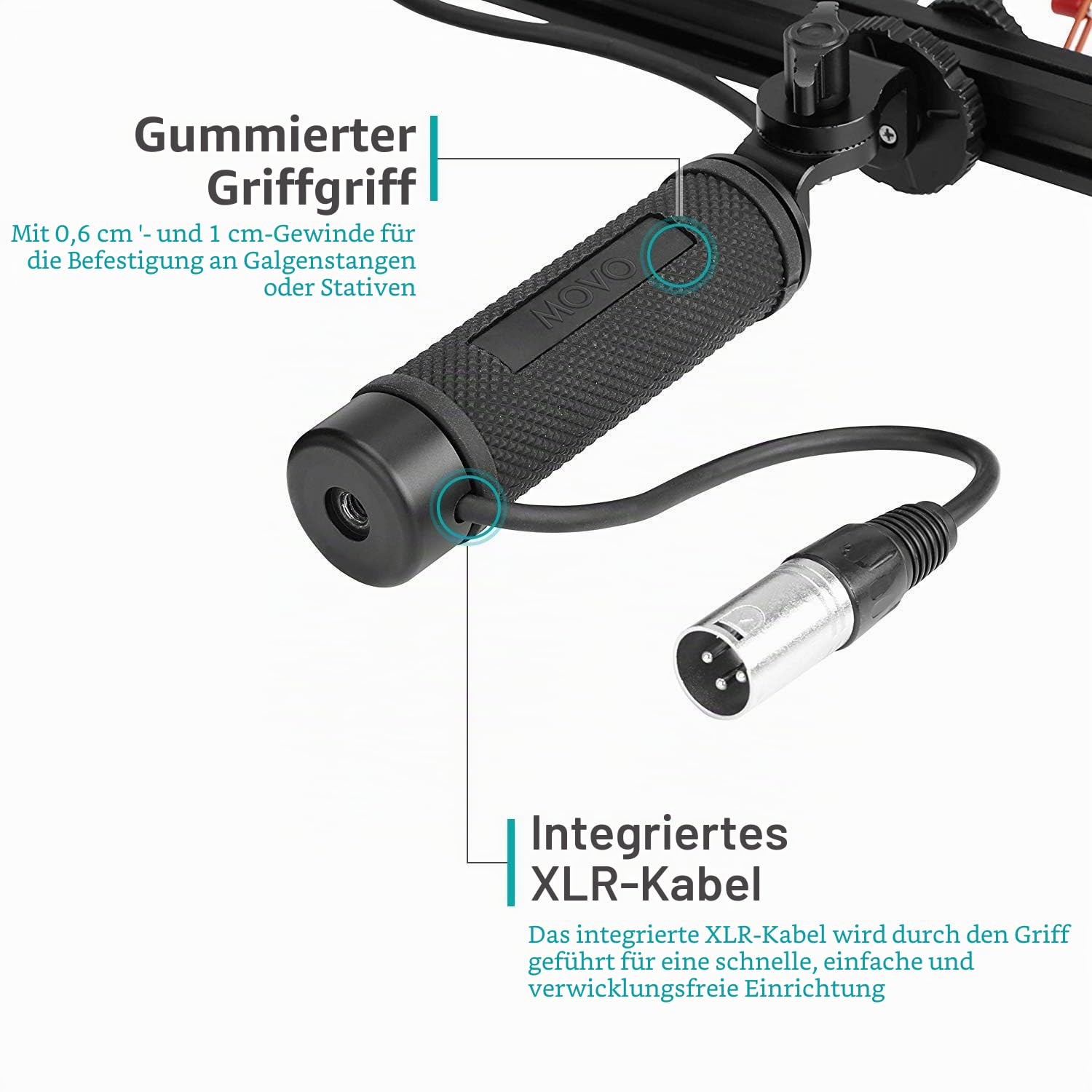 Movo BWS1000 Blimp Microphone Windshield Mount and Vibration Protection System for Shotgun Microphones - Has 12-Point Internal Shock Mount, Integrated XLR Cable, Deadcat Windscreen and Grip Handle