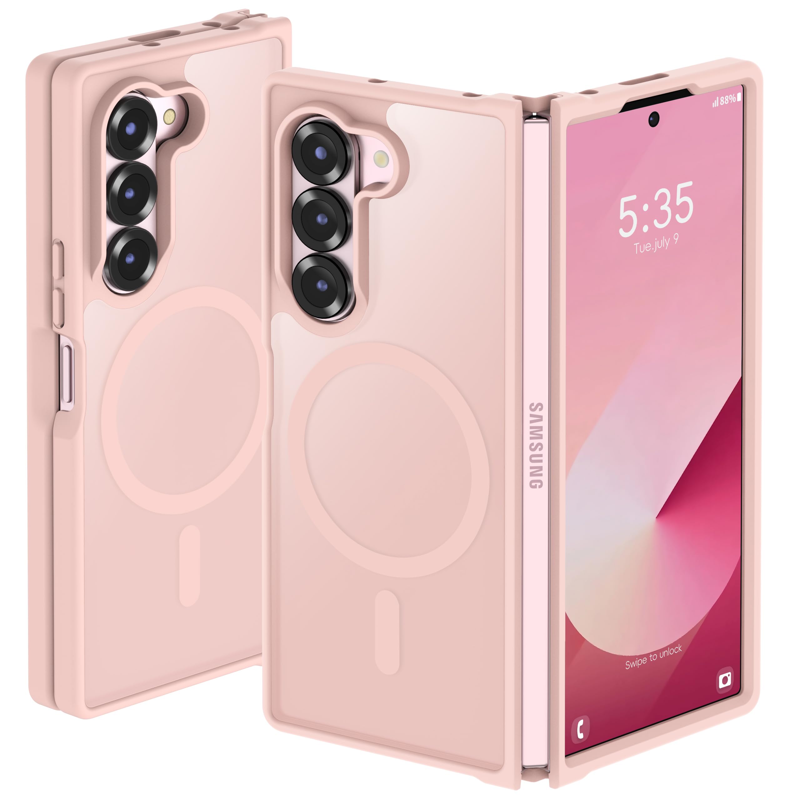ORETECH 3 in 1 Magnetic for Samsung Galaxy Z Fold 6 Case Light Pink