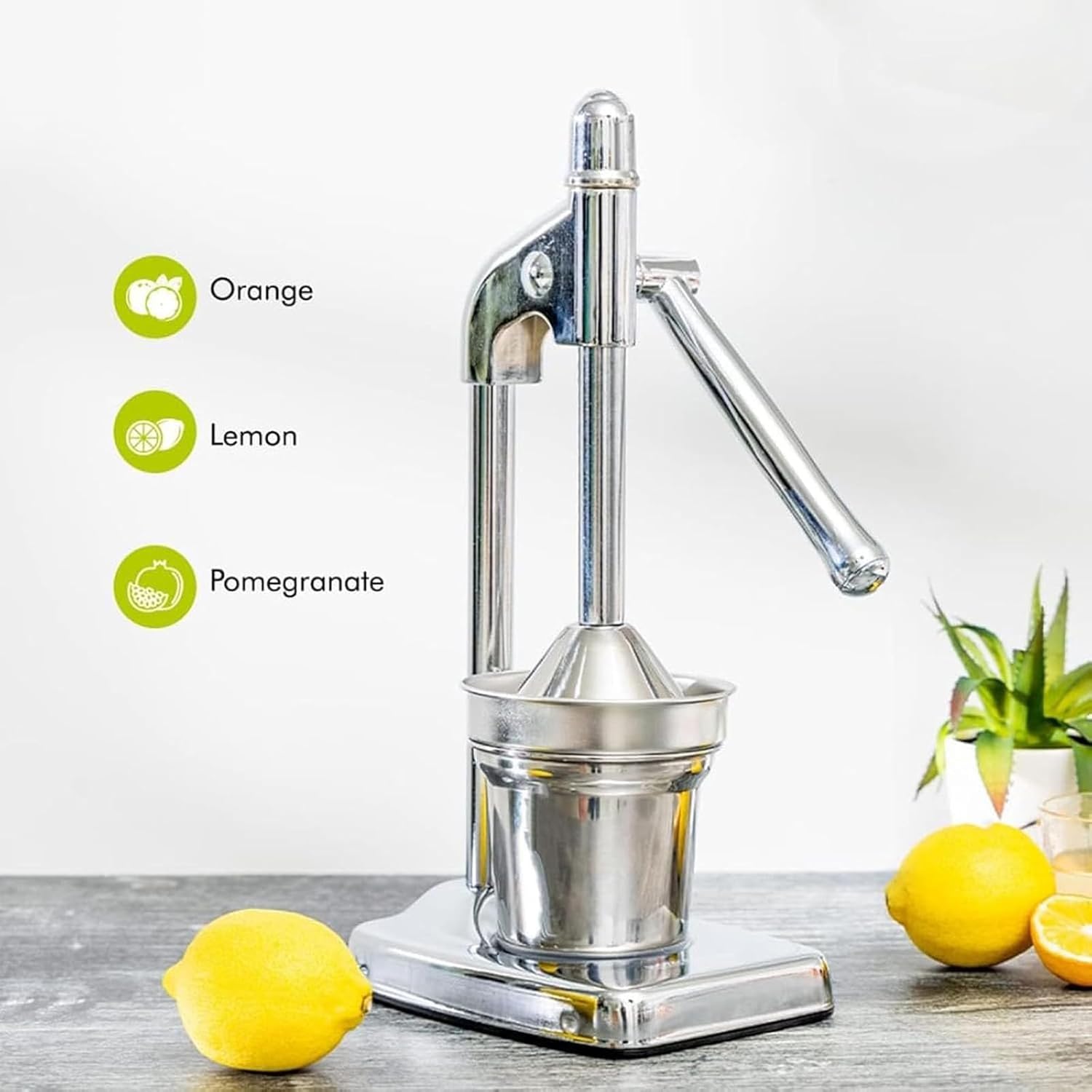 Cast Iron Hand Press Juicer, Heavy Duty Manual Citrus Juicer for Lime, Lemon, and Orange, Countertop Fruit Juice Squeezer for Fresh Lemonade and Orange Juice