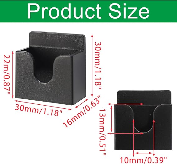 2PCS Black Radio Microphone Hanger, 30x30x16mm, Style 2 | Adhesive Back, CB Microphone Holder, Plastic Car Mic Hanger, For Cars Homes Offices