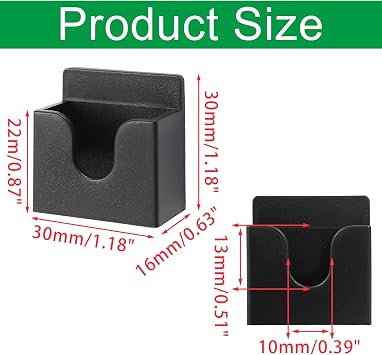 2PCS Black Radio Microphone Hanger, 30x30x16mm, Style 2 | Adhesive Back, CB Microphone Holder, Plastic Car Mic Hanger, For Cars Homes Offices