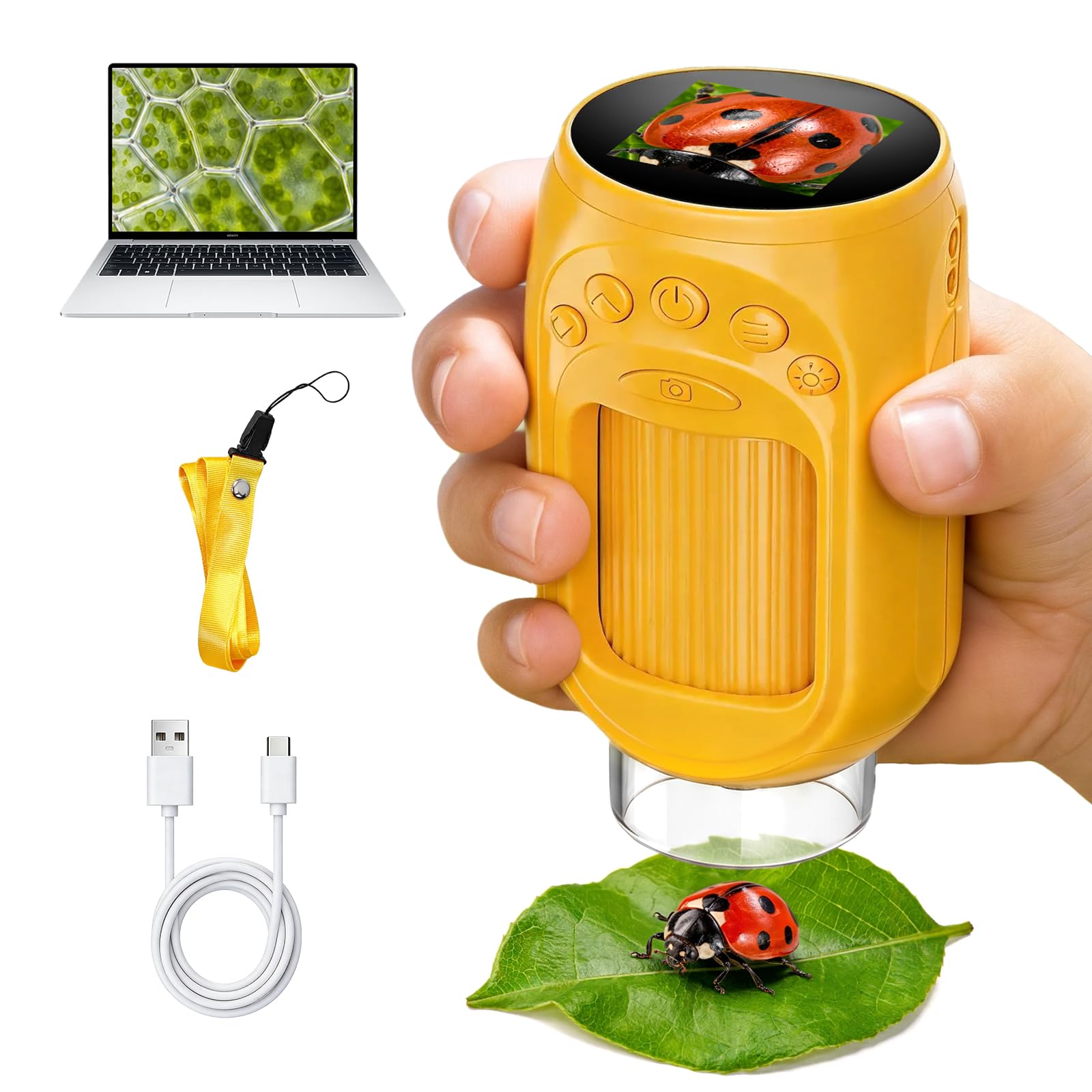 GMYGBY Kids Microscope,1000X Handheld Pocket Digital Microscope for Kids