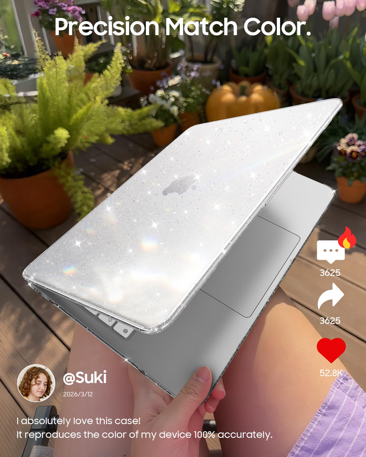 FINTIE Coque MacBook Neo 13 Pouces 2026 A18 Pro A3404 Transparent Paillette