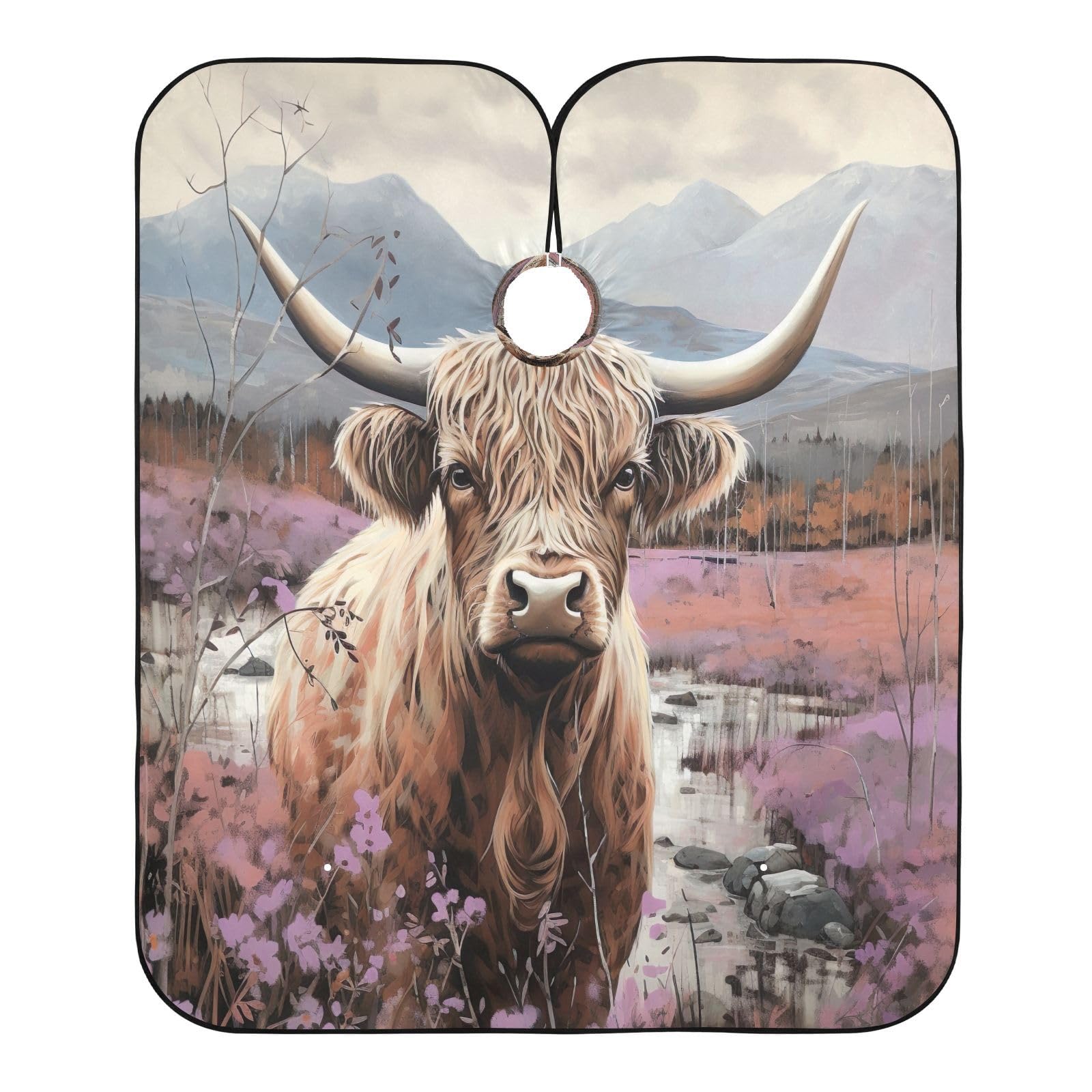 Jihqo Farm Highland Cow Hair Cutting Capes for Adults Salon Barber Cape with Adjustable Closure Hairdresser Cape for Men Women Haircut