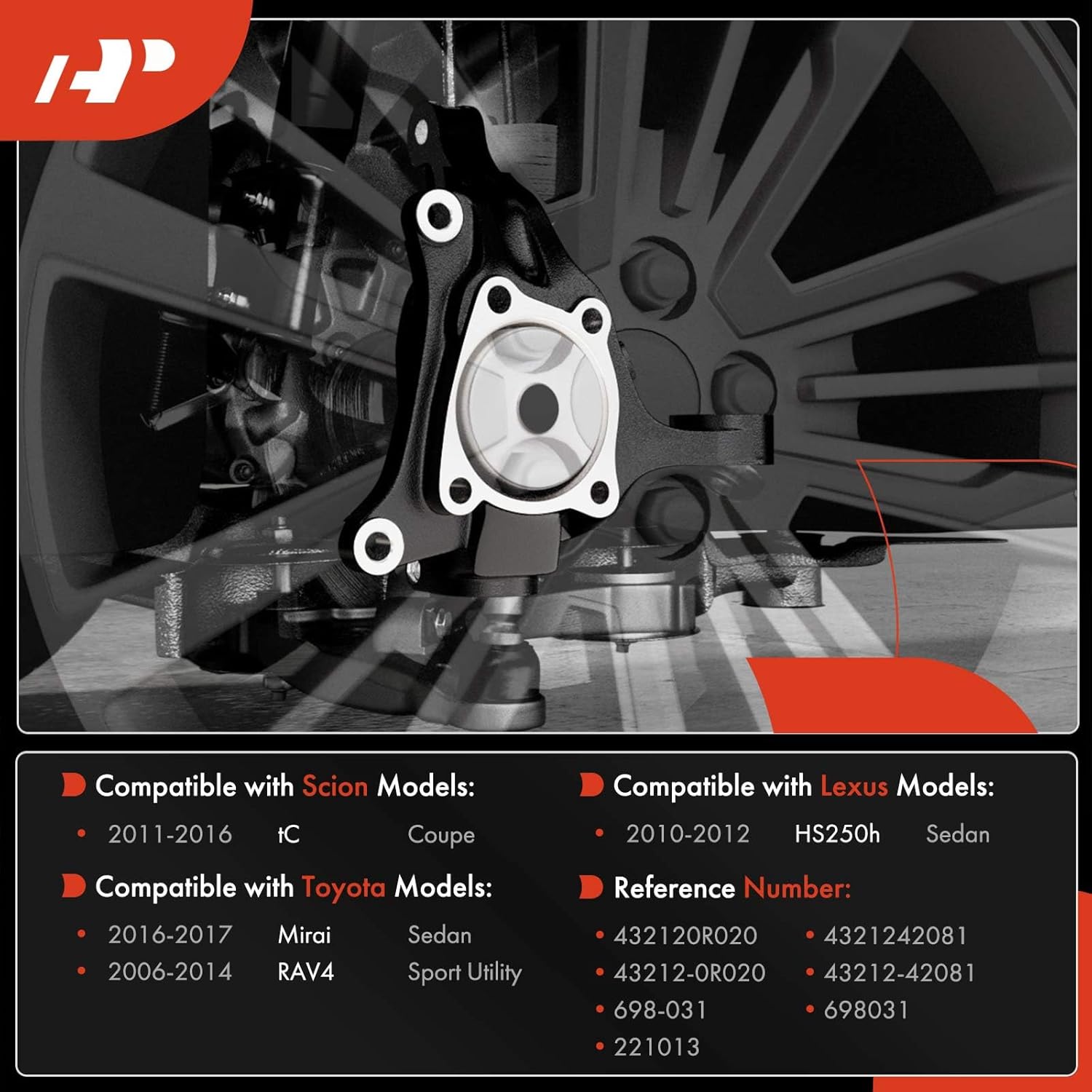 A-Premium Front Suspension Steering Knuckle Compatible with Toyota Mirai 2016-2017, RAV4 2006-2014, Scion tC 2011-2016, Lexus HS250h 2010-2012, Left Driver Side