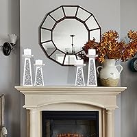 Vista 6 de Wocred Juego de 2 portavelas para sostener velas de pilar, juego de portavelas de diamante triturado de cristal para decoración para comedor