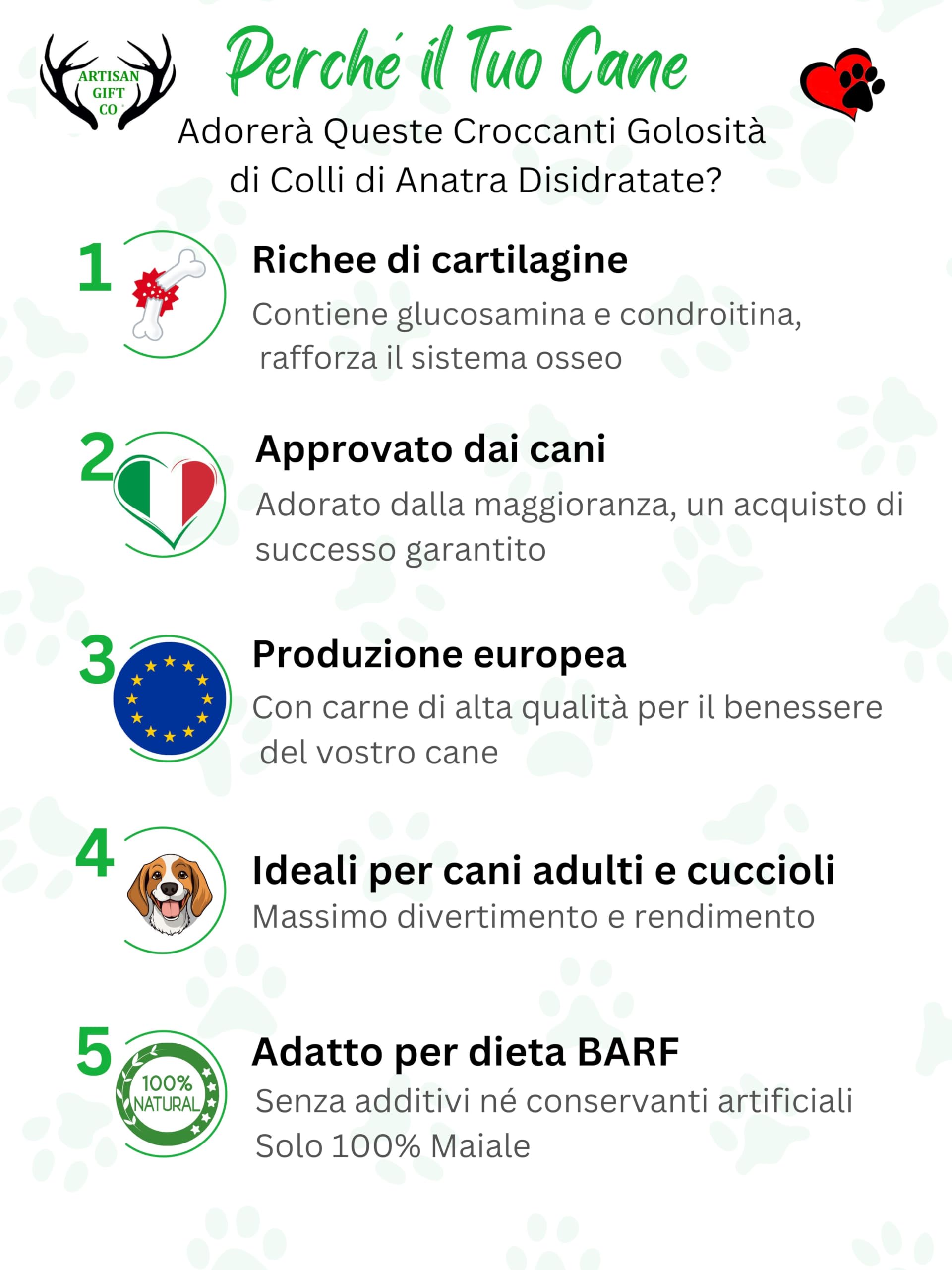 Collo di Anatra per Cani, 1 kg | Snack Naturale Essicato per Cani e Cuccioli