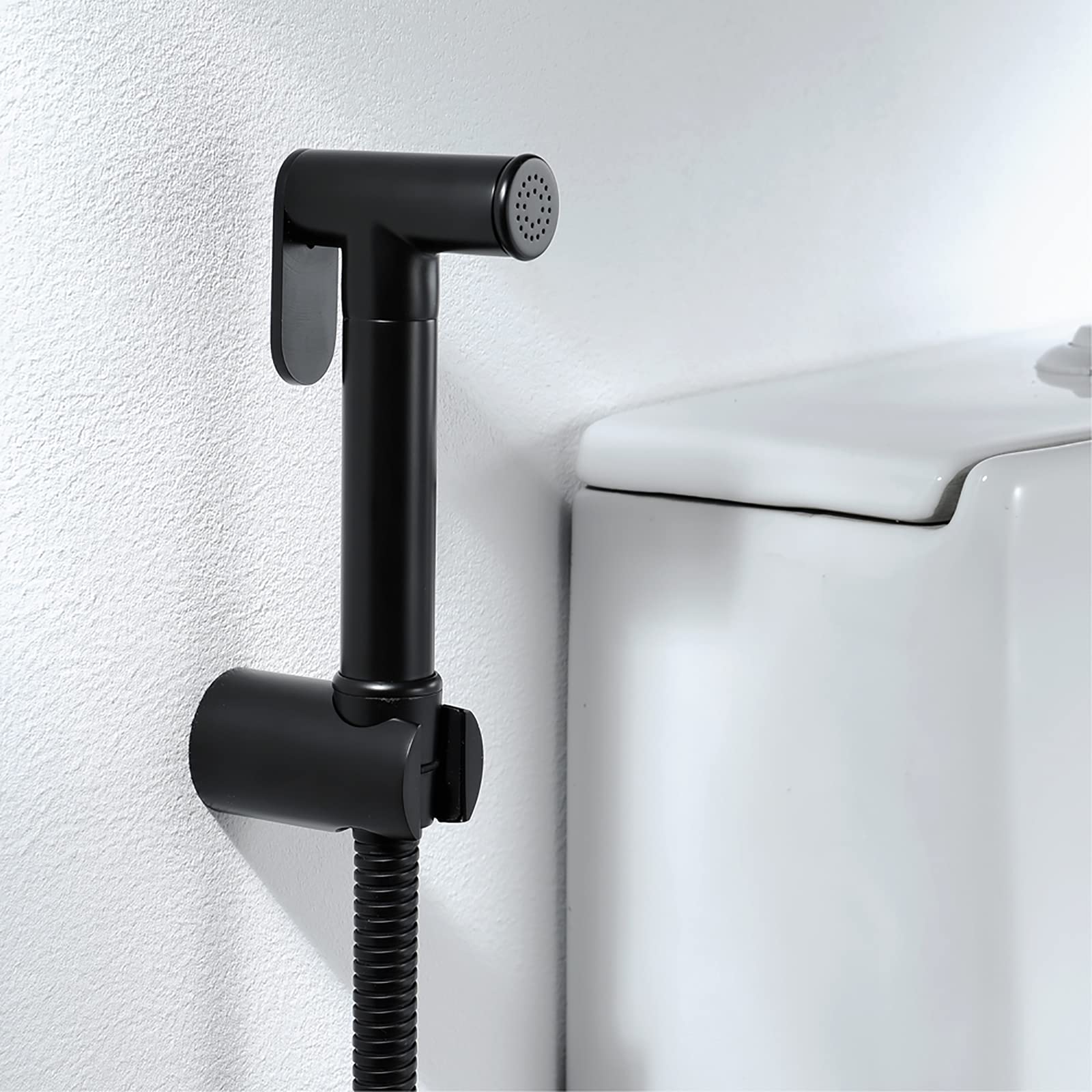 Ducha Bidet, Pulverizador de Bidé de Mano Latón Rociador de Bidé de Mano Pared Juego de Pulverizador de Bidé con Soporte Ducha y Manguera Ducha 1.2m, para Higiene Personal,Negro