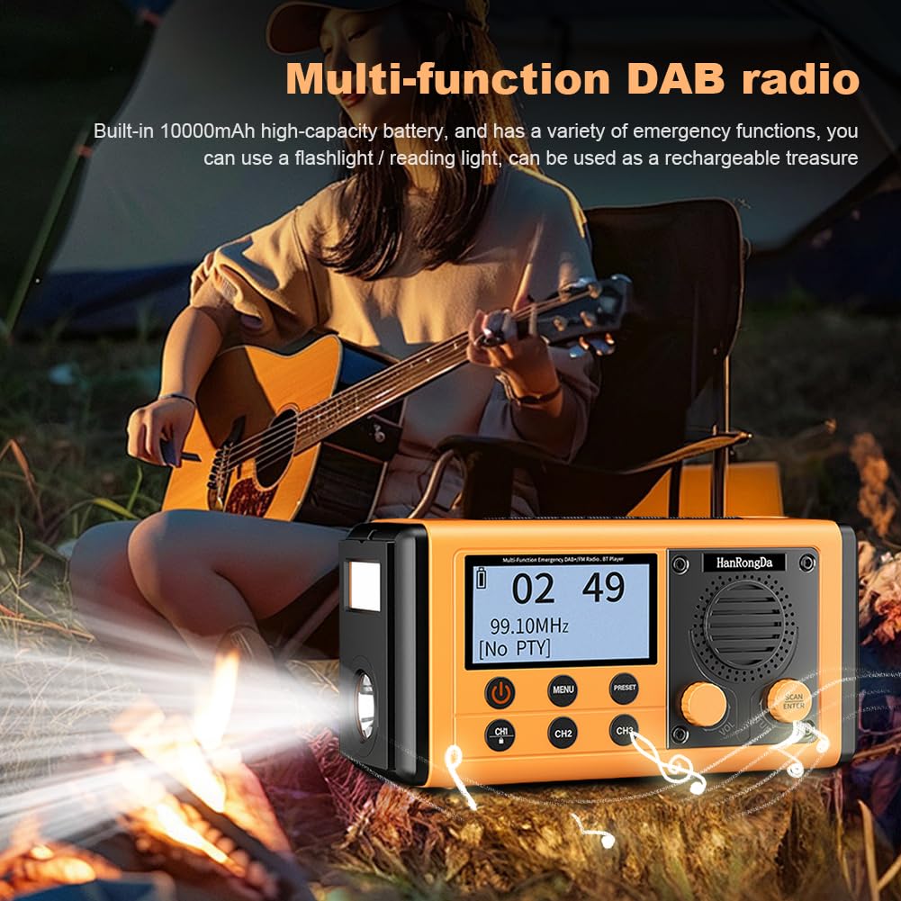 Radio FM DAB 10000mAh con ricarica a manovella solare e altoparlante per la radio di campeggio all'aperto