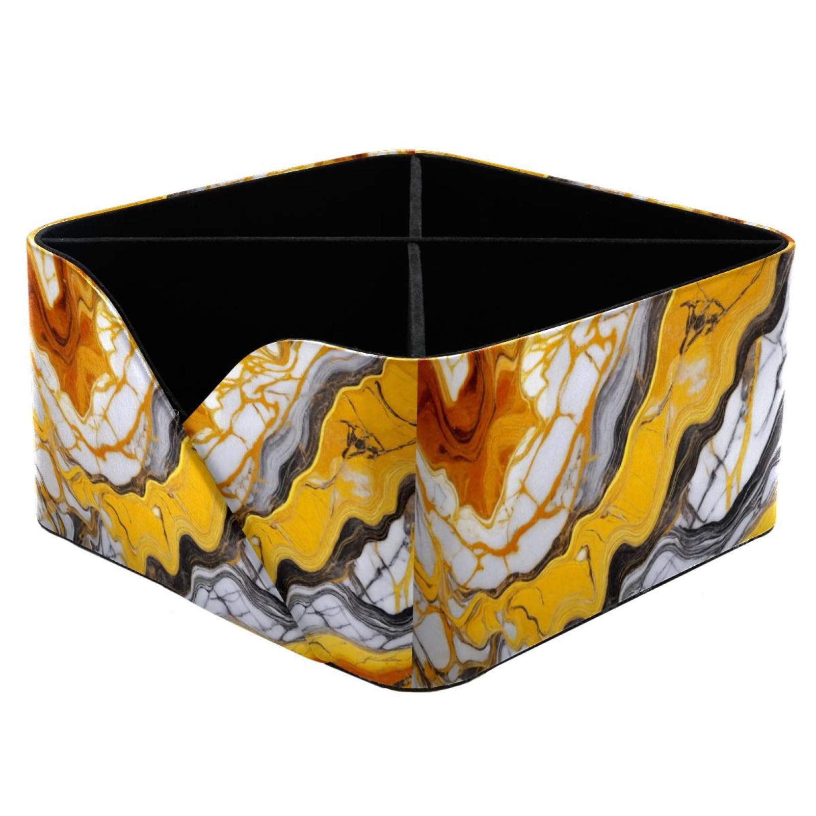Porte-stylos rectangulaire et organisateur cosmétiques marbre jaune pour rangement fournitures