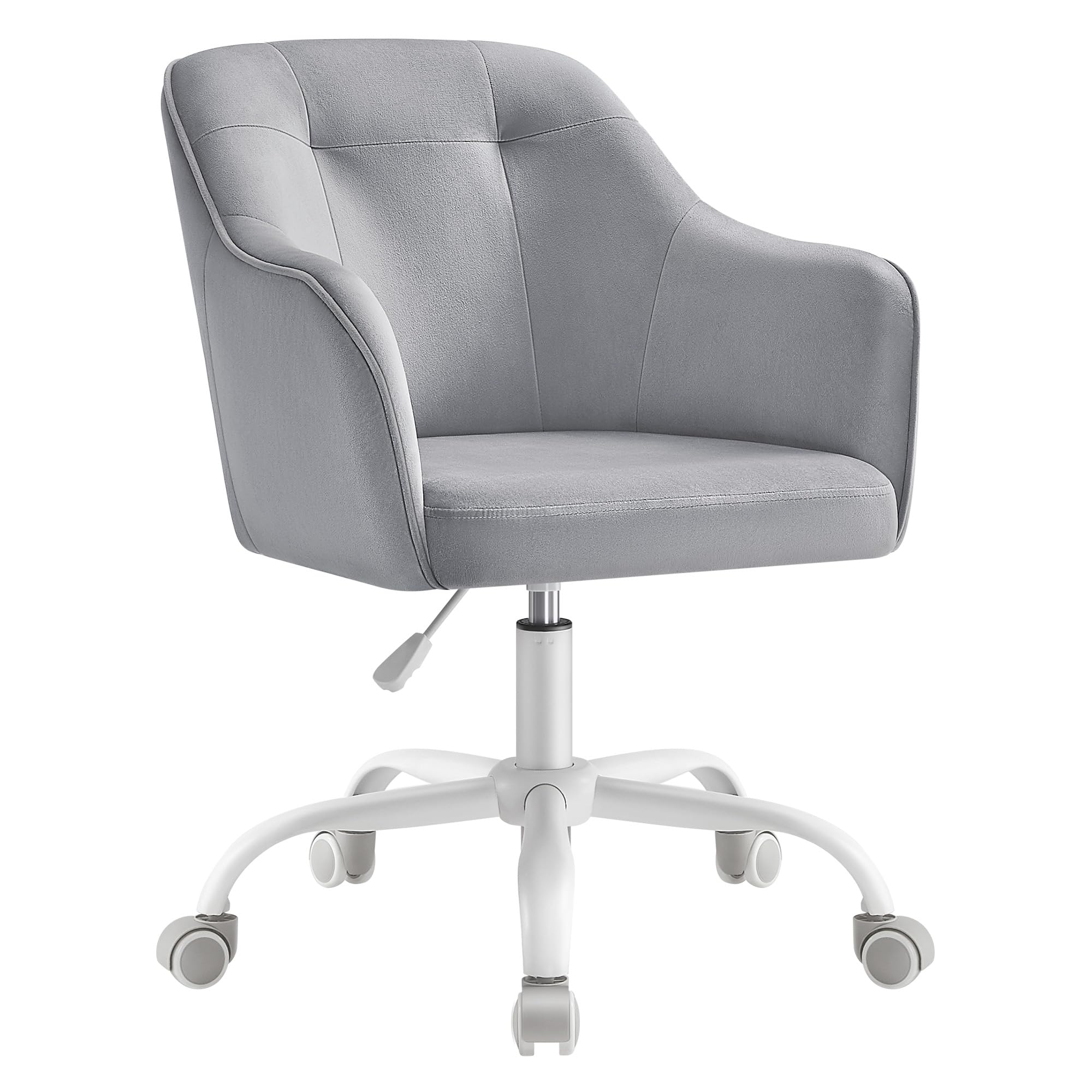 SONGMICS Homeoffice Stuhl, Drehstuhl, Schreibtischstuhl, höhenverstellbar, bis 110 kg belastbar, Samt, für Arbeitszimmer, Schlafzimmer, Taubengrau OBG019G03