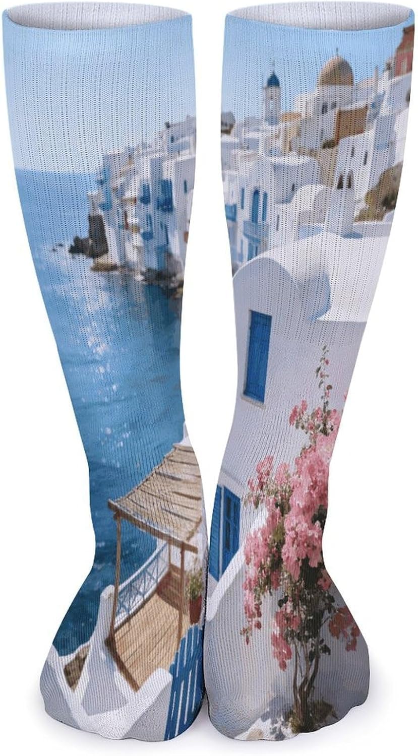 Flowers And The Sea Crew Socks Cozy Casual Calf Socks Lightweight Long Work Sock Breathable Athletic Sock for Hiking Sports Running 5 Pairs
