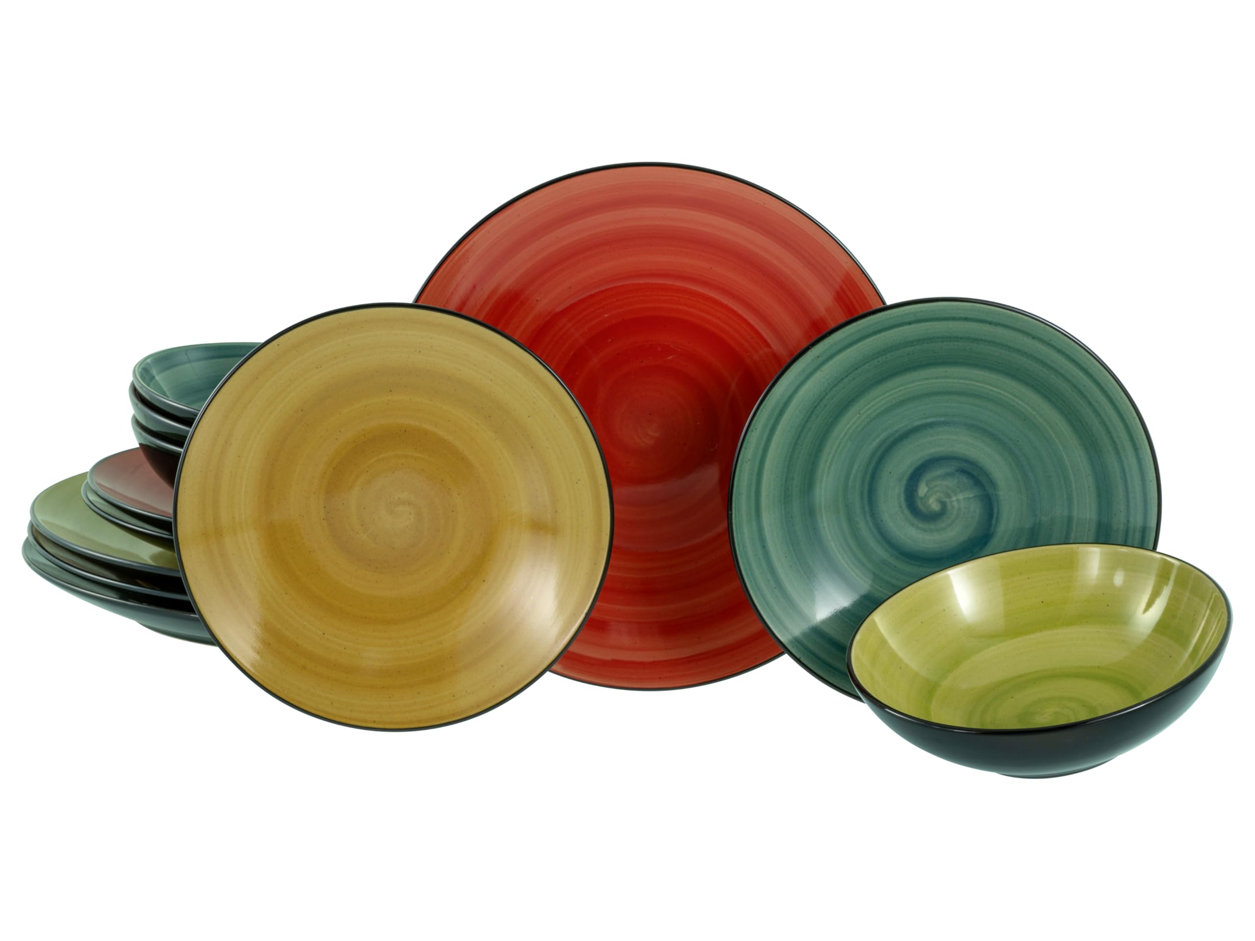 CreaTable, 23965, Serie Samoa, 12-teiliges Geschirrset für 4 Personen, Teller Set aus Steinzeug, spülmaschinen- und mikrowellengeeignet, Qualitätsproduktion