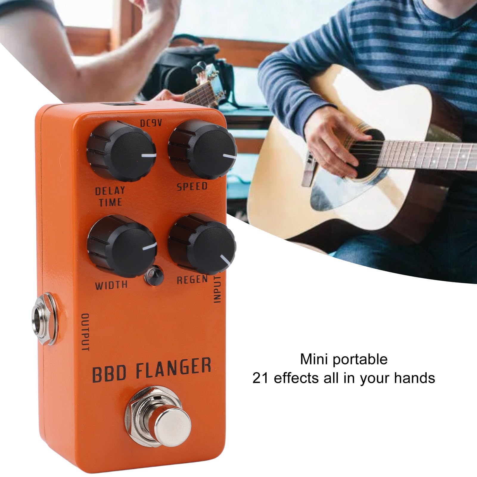 Pedale Flanger Analogico, True Bypass del Segnale Puro, Riduzione del Rumore, Luce per Basso Elettrico. Mini Pedale in Lega di Alluminio Effetti Diversi, Gamma di velocità 0,4