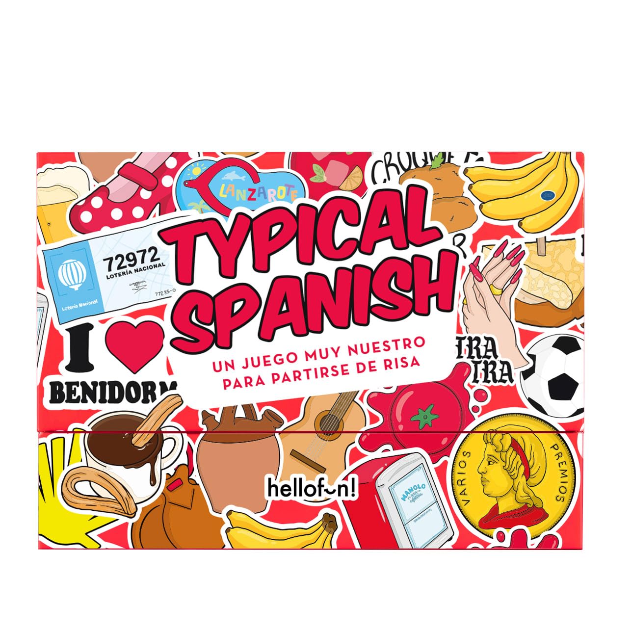 Juegos de Mesa para Adultos Typical Spanish | Juego de Cartas Cultura ESPAÑA | Dibuja, imita, adivina y responde Preguntas | Una Idea de Hellofun! | 4 Jugadores | Duración: 30 min | +​12