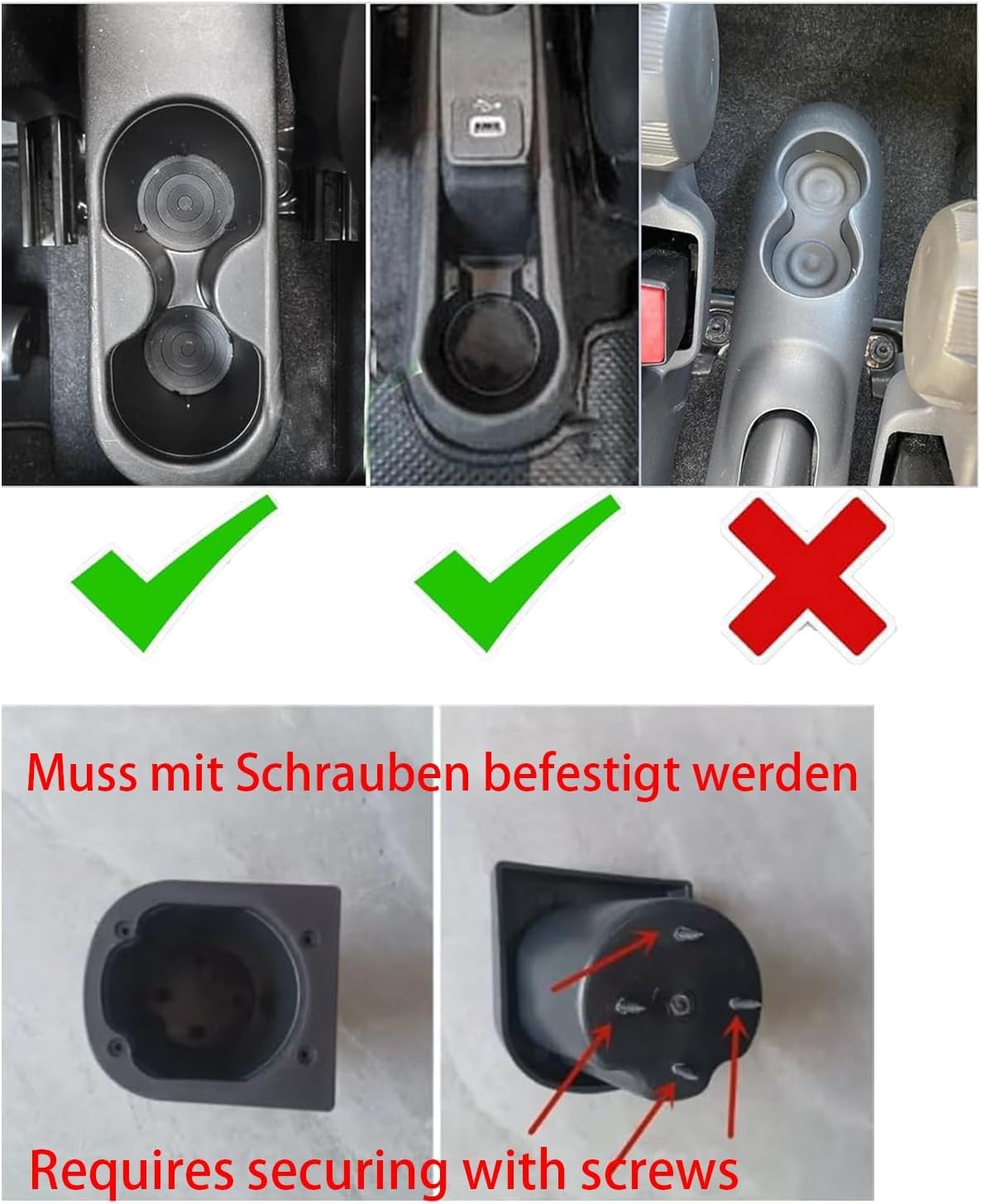 Auto Armlehnen für Fiat 500 2012-2026 Mittelarmlehne | Zweistufiger Stauraum, Mit Getränkehalter, Einfache Montage, PU-Leder,Gilt nur für Bestimmte Modelljahre, Schwarze Nähte
