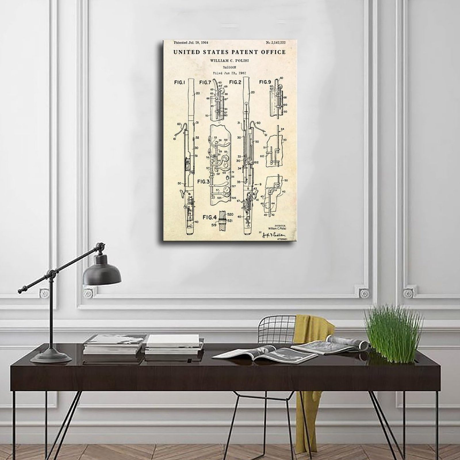WLQZFRWV Poster su tela con immagine di fagotto del 1964, decorazione per camera da letto, ufficio, stanza, regalo, 60 x 90 cm