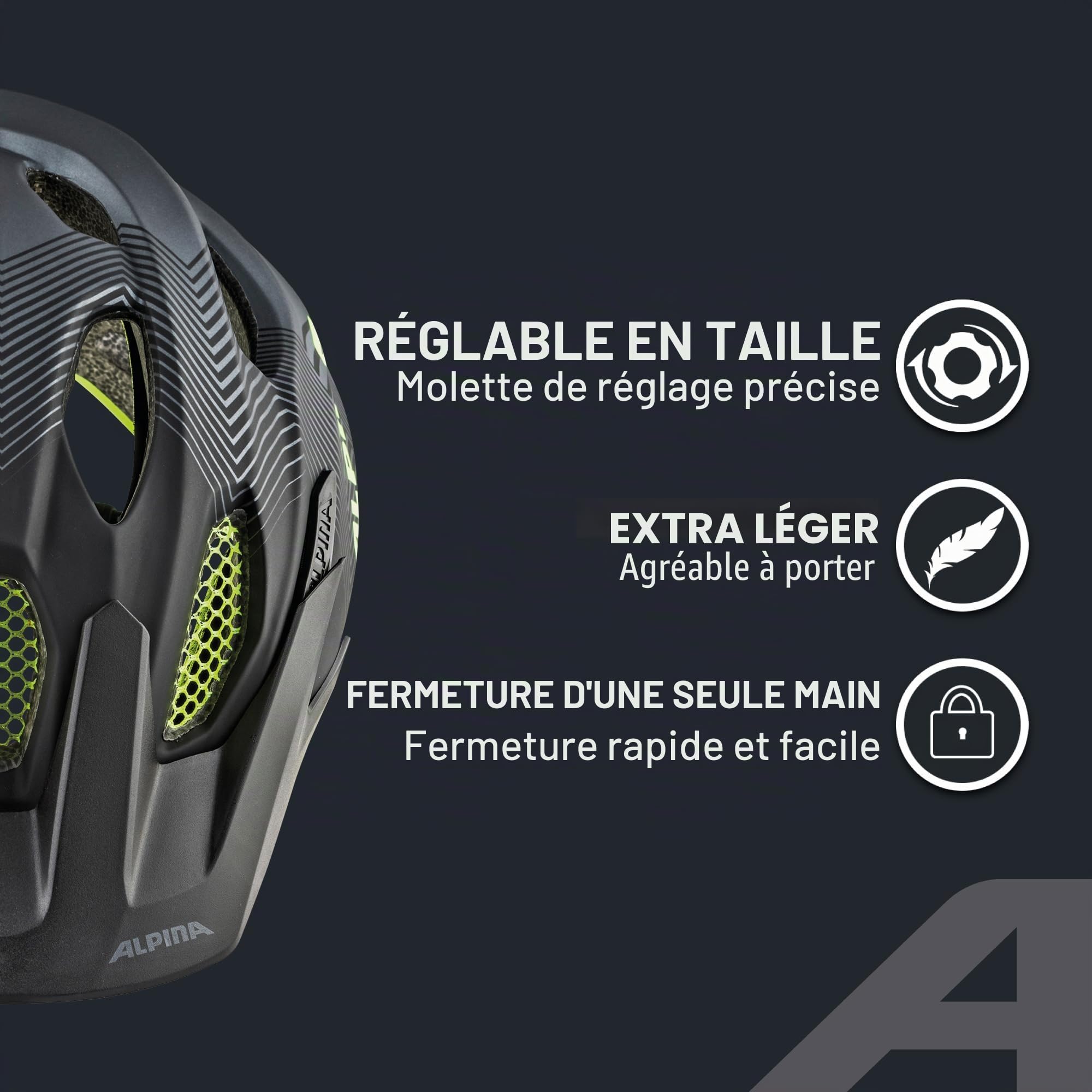 ALPINA Carapax JR. Casque de vélo pour enfant Noir/jaune fluo Taille 51-56