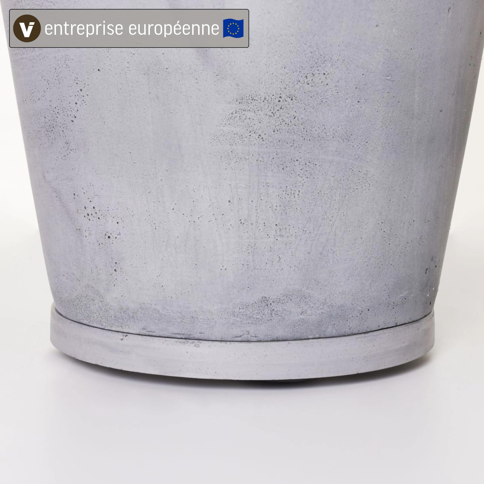 VIVANNO Dessous de Plat à roulettes Rouleau pour Plantes Rond Pierre Artificielle Gris Movo - 4 x 36 cm
