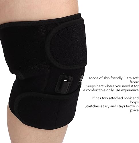 Miniatura 5 de Rodillera calefactora, rodillera calentada, fuente de alimentación USB negra, algodón, 3 engranajes, portátil para mantener el calor
