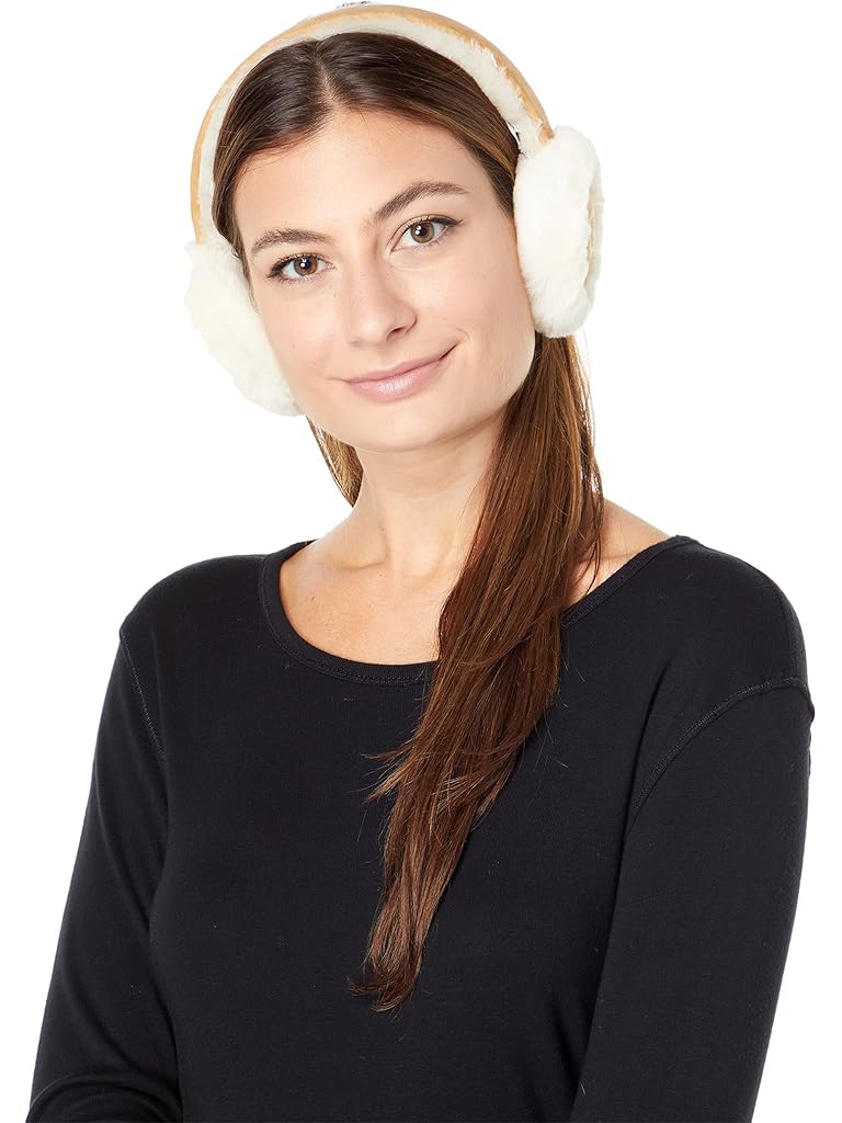 Brown UGG Water Resistant Sheepskin Earmuffs With Embroidered Logo