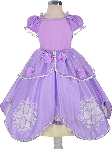 Miniatura 2 de Lito Angels Disfraz de princesa para niñas, vestido de fiesta de lujo morado con accesorios
