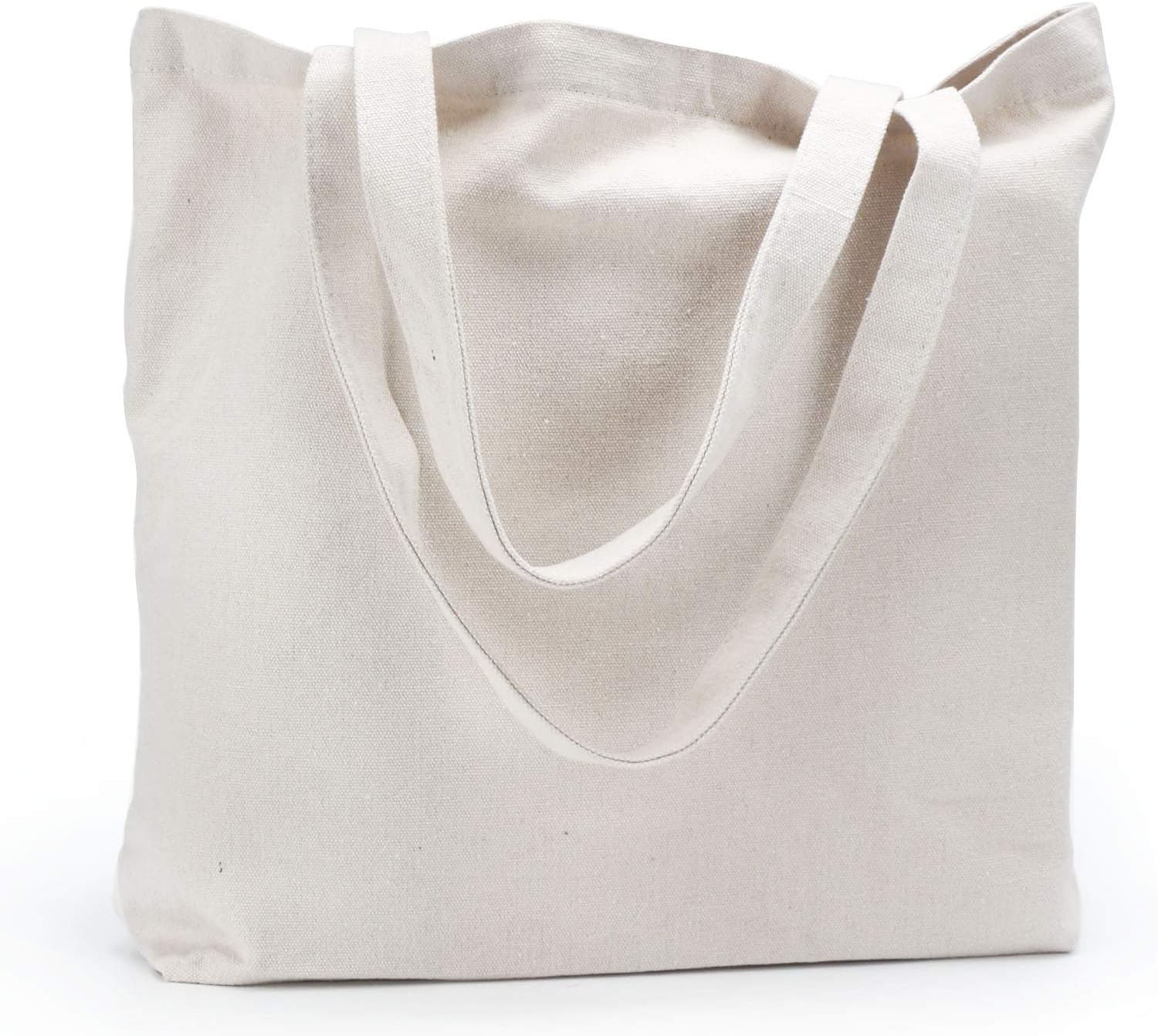 Canvas Tote Bag with Zipper, Segarty 16.5''X13'' Natural Cotton Reusable Bags Bulk for Women Casual Travel School Shopping, Blank Shoulder Hand Bag for Crafts Vinyl and Gifts