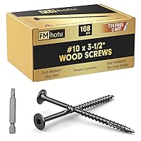 Vista 35 de #10 x 2-1/2" Tornillos para Terraza, 108 Piezas Tornillos para Madera con Cabeza Estrella, Tornillos para Madera Resistentes al Óxido para Negro