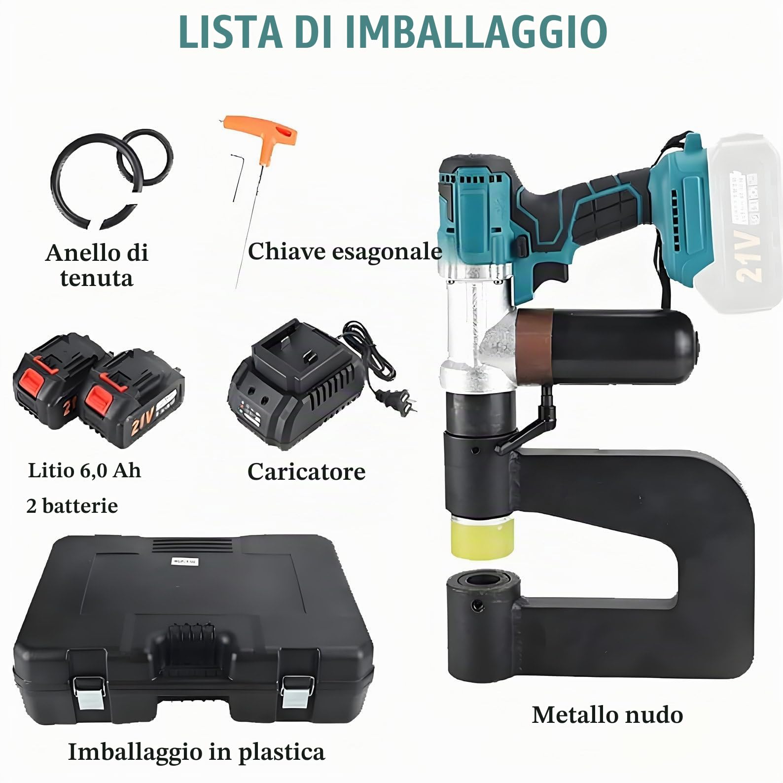 Punzonatrice Idraulica Elettrica per Metallo, Set di Punzoni Spelafili a Batteria con 6 Matrici (16-32 Mm), Gola 150 Mm, per Foratura di Piastre in Alluminio, Rame E Ferro