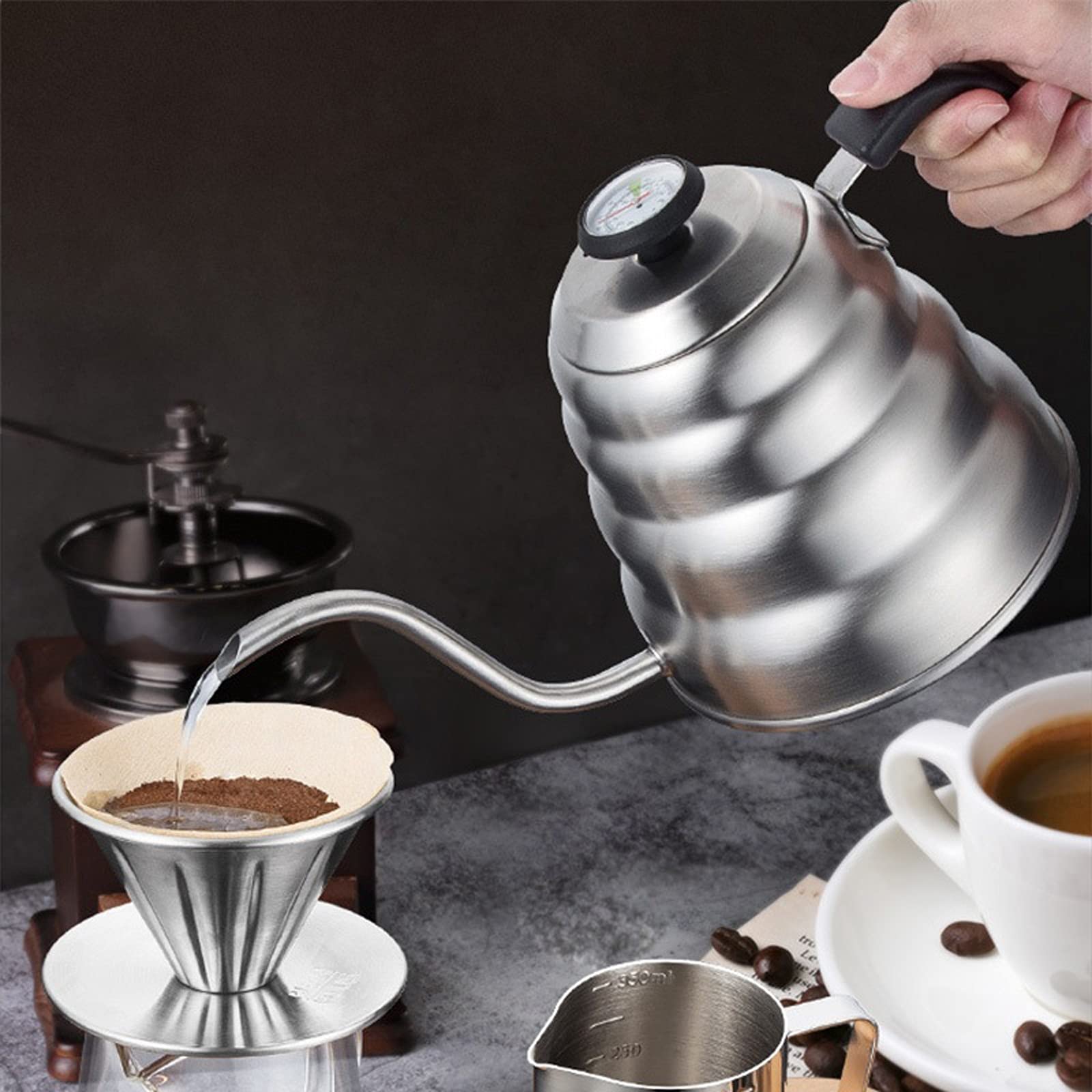 Hervidor de café Cafetera de goteo, tetera for café, cisne, cuello largo, acero inoxidable, boca fina, cuello de cisne, tetera de goteo de nube, 1L/1,2 L Uso doméstico (Color : 1.2L)