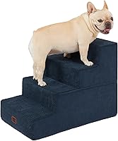Vista 9 de EHEYCIGA Escaleras para perros pequeños de 16.5" de altura, escalones de 3 peldaños extra anchos para perros para sofá y silla, escalones