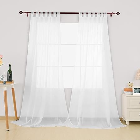 Deconovo Lot De 2 Rideaux Voilage Blanc Transparent A Pattes Double Rideau En Voile 140x138cm Super Doux Pour Decoration Chambre Bebe Garcon Amazon Fr Cuisine Et Maison