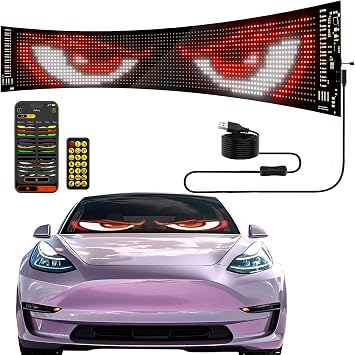 Programmable LED Sign for Car Window, Flexible App-Controlled USB-Powered 5V Car LED Display with Custom Text/Pattern/Animation, Taxi Signs for Cars 23 x 4 inches-1PC