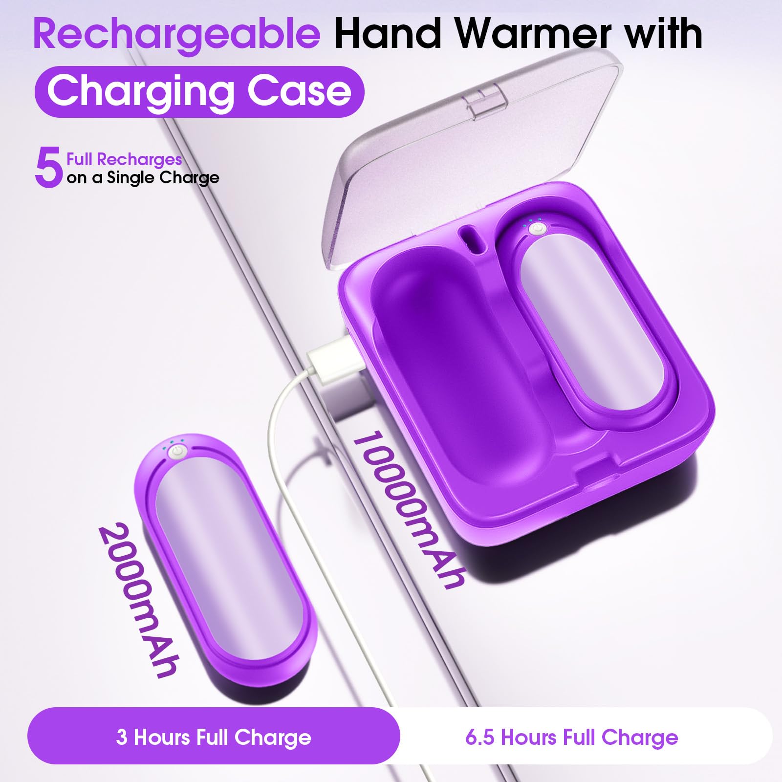 Elektrische Handwarmer 10000mAh LEAZZLE Oplaadbare Handwarmer 2-pack - 10000 MAh, Magnetisch Verwarmend Voor Koude Dagen - Ideaal Voor Skiën, Kamperen En Wandelen Draagbare Handwarmer Kamperen