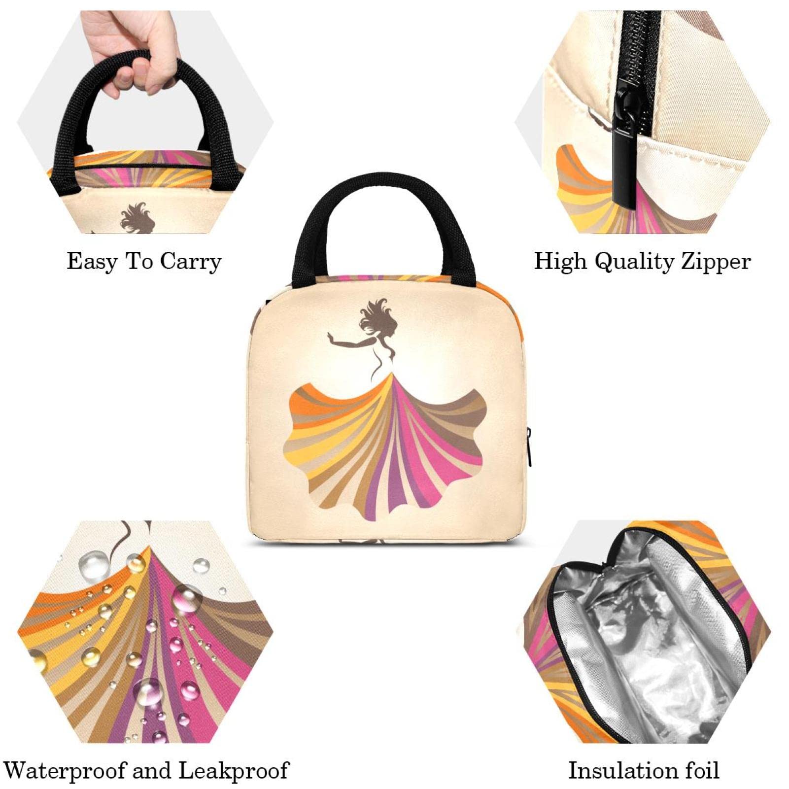 Bella borsa termica termica per il pranzo da donna, per donne, ragazze, adulti, borsa per il pranzo, per scuola, ufficio, all'aperto