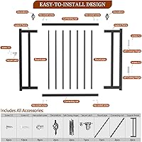 Vista 4 de Puerta de valla de cubierta resistente, no requiere corte, ajustable mejorada de 37.4 a 49.2 pulgadas de ancho x 37 pulgadas de alto, puerta