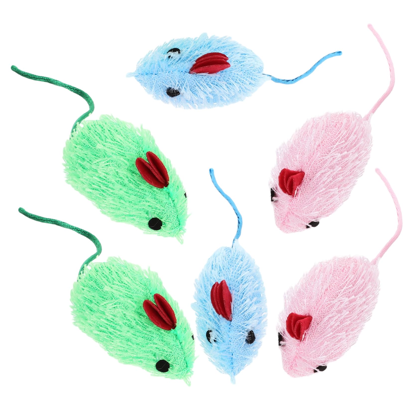 Happyyami 6Pcs Plush Mouse for Cats Interactive Cat Teasing Soft Plush Mice for Independent Present for Kittens and Engaged