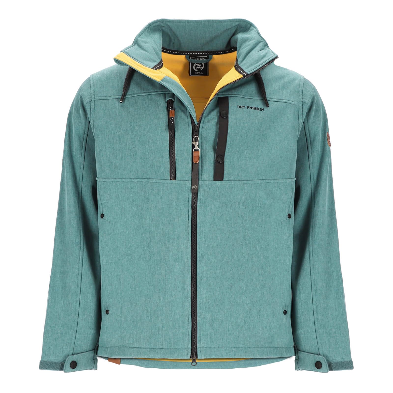 Dry Fashion Herren Softshelljacke Usedom - Jacke in Anthrazit, Größe S | Atmungsaktiv & wetterfest, 3-Lagen-Softshell, Abnehmbare Kapuze, Zwei-Wege-Reißverschluss, Saum und Armbündchen verstellbar