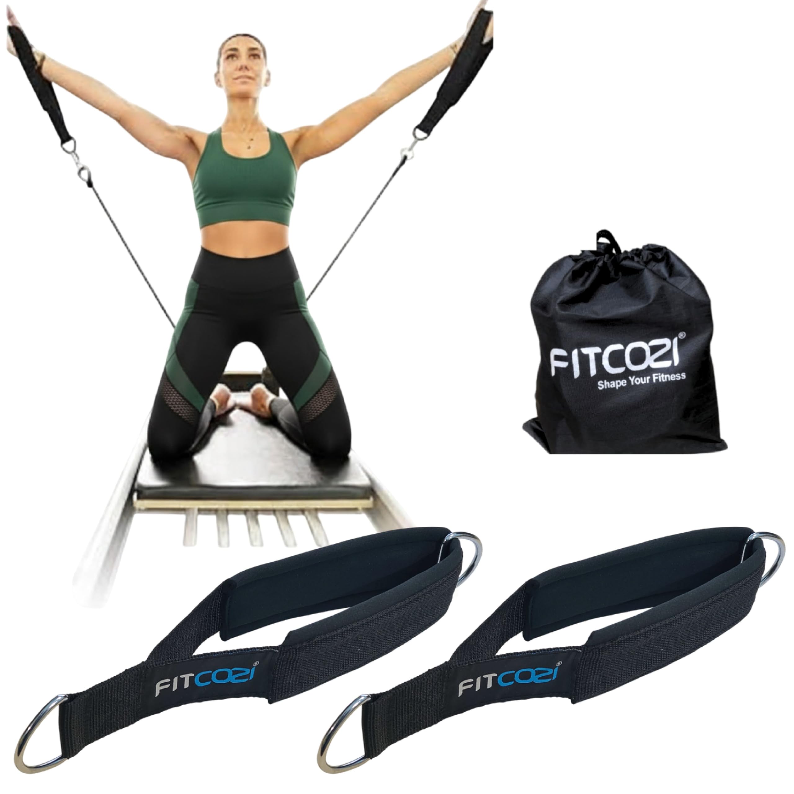 Single Loop Pilates Strap with Double D-Ring & Carabiner – Adjustable Pilates Straps Reformer with Carry Bag for Cadillac, Tower & Home Gym Equipment (1 Pair)-picture-28