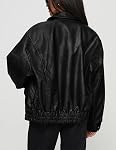 PRETTYGARDEN Veste de moto en cuir faux Trendy Fall Spring Clothes Oversize Zip Up Hiver Coat Outdoorwear pour femme