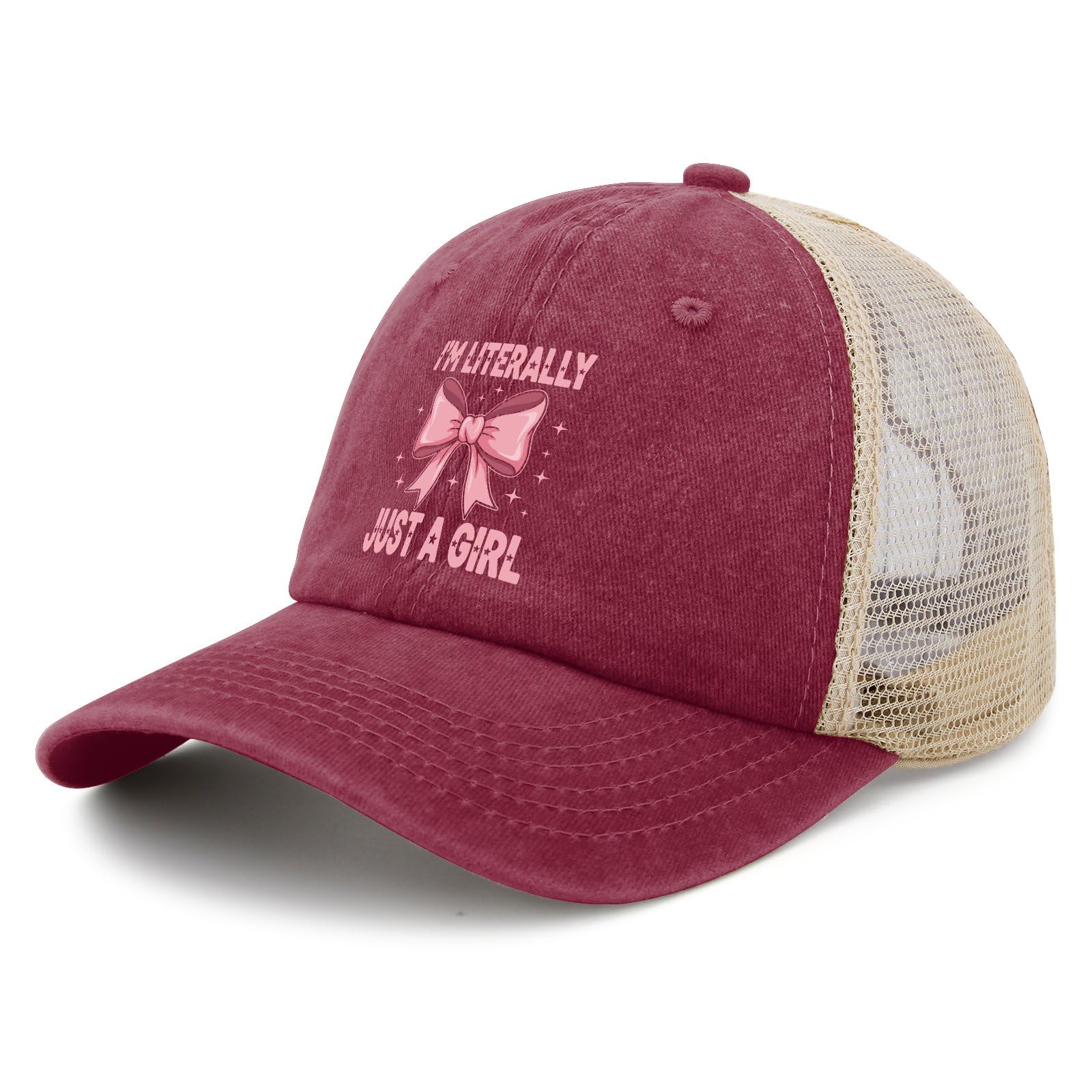 I'm Literallys Just A Girl Pinks Bow Ribbon Golf Hats Cycling Cap for Men