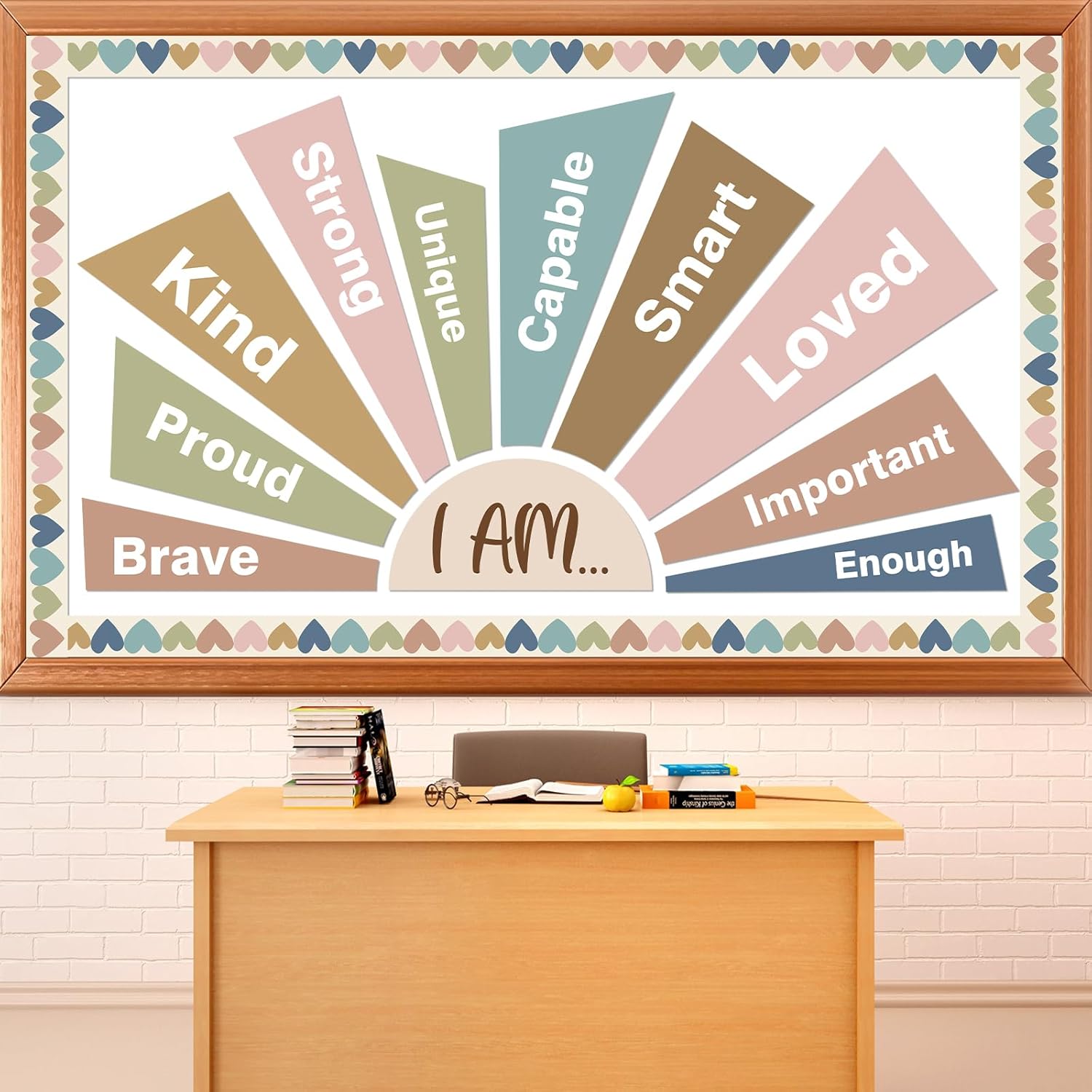 Boho Positive Affirmation Station Bulletin Board Motivational Posters Mirror Growth Mindset Decors for Classroom I Am Positive Affirmations Accent Cutouts for Back to School Office Home Wall Supply