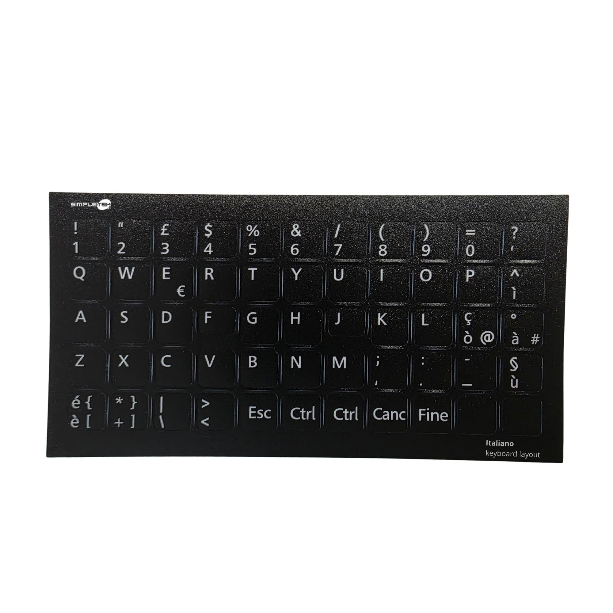 SIMPLETEK - Pegatinas para teclado con disposición italiana para ordenador portátil, ordenador o teclado QWERTY negro mate (paquete de 100 unidades)