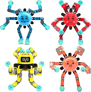 Transformable Fidget Spinners Toys for Adults Anxiety,4 PCS Sensory Toy for Teens and Kids ADHD Autism Stress,Cool Fingertip Gyros Party Favors Gift for Boy Girls Birthdays Stocking Stuffers