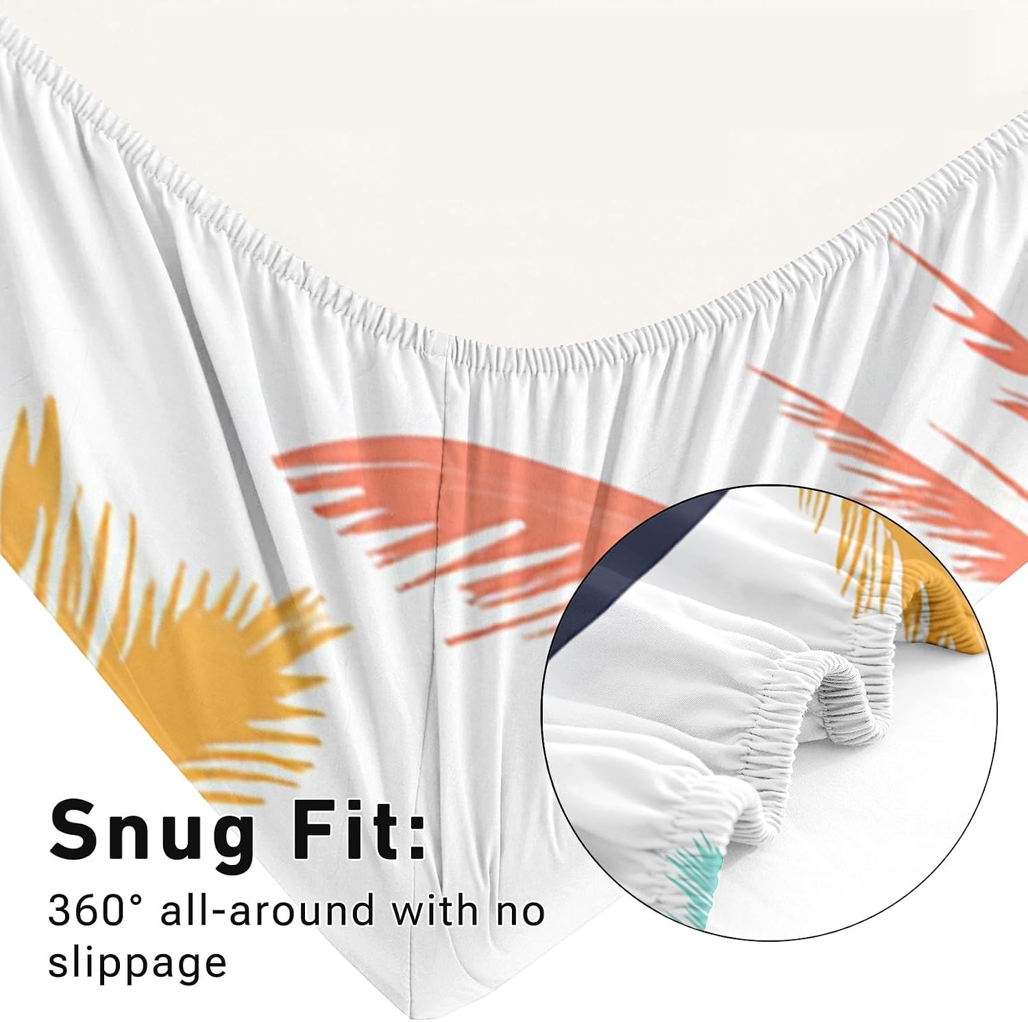 Palm Tree Sheets Queen Size - Coastal Tropical Colorful Bed Sheet Set - Deep Pocket Soft Microfiber Bedding Set 4 Piece - Fitted Flat Sheet Pillowcases - Palm Tree Bedroom Decor & Gifts